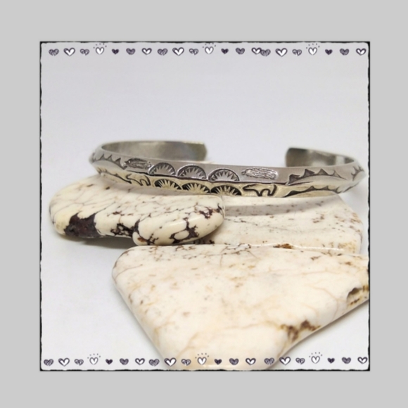 Vintage Native Jewelry - ***SOLD***Vintage Native Unigue Carinated Sterling Cuff